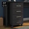 Kit 5 Gaveteiros 4 Gavetas com Rodízios e Chave Gávea Office - 1