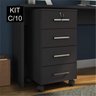 Kit 10 Gaveteiros 4 Gavetas com Rodízios e Chave Gávea Office - 1