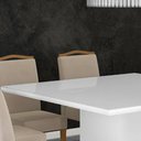 Ver imagem 3 de Mesa de Jantar 150x150 cm Branco com Base de Madeira Quadrada - D'Rossi