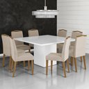 Ver imagem 2 de Mesa de Jantar 150x150 cm Branco com Base de Madeira Quadrada - D'Rossi