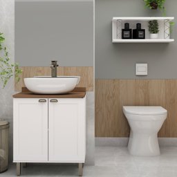 Gabinete para Banheiro 2 Portas Provençais e 1 Nicho com Metalon - 1