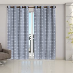 Cortina Blackout Prata com Voil Xadrez 2,80 m x 2,30 m - Cinza - 2