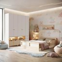 Ver imagem 1 de Guarda-Roupa Modulado Wave e Cama Casal Lift Casatema MadeiraOriginals Branco/Marrom