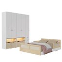 Ver imagem 2 de Guarda-Roupa Modulado Wave e Cama Casal Lift Casatema MadeiraOriginals Branco/Marrom