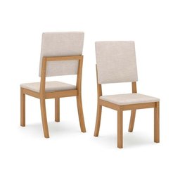 Conjunto: Mesa Sala Jantar Lins C/ Tampo Madeirado C/ Vidro Curvo 180x90cm e 6 Cadeiras Milla Nature - 5