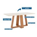 Ver imagem 2 de Conjunto: Mesa Sala Jantar Lins C/ Tampo Madeirado C/ Vidro Curvo 180x90cm e 6 Cadeiras Milla Nature