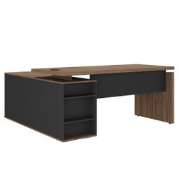 Mesa Escritório em L Gerência 170cm Corp A06 Nogal/preto - Mpozenato - 1 Mesa Escritório em L Gerência 170cm Corp A06 Nogal/preto - Mpozenato - 1