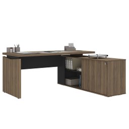 Mesa Escritório em L Gerência 170cm Corp A06 Nogal/preto - Mpozenato - 5 Mesa Escritório em L Gerência 170cm Corp A06 Nogal/preto - Mpozenato - 5