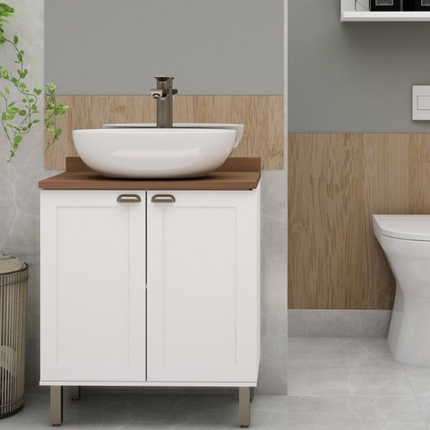 Gabinete para Banheiro 2 Portas Provençais Branco