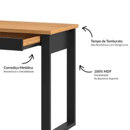 Mesa Escrivaninha Industrial com Gaveta Dalla Costa 100% Mdf - 4