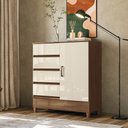 Ver imagem 1 de Cômoda Sapateira 1 Porta 4 Gavetas Fit 1.4 para Quarto Jequitibá Off White Santos Andirá