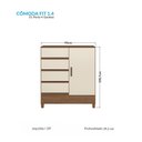Ver imagem 2 de Cômoda Sapateira 1 Porta 4 Gavetas Fit 1.4 para Quarto Jequitibá Off White Santos Andirá