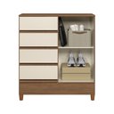 Ver imagem 3 de Cômoda Sapateira 1 Porta 4 Gavetas Fit 1.4 para Quarto Jequitibá Off White Santos Andirá