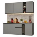 Ver imagem 2 de Armário de Cozinha Compacta 180 Cm Suspenso Cinza Nice Madesa 04 Preto