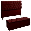 Ver imagem 1 de Kit Recamier Baú e Cabeceira Lana para Cama Box Solteiro 90 Cm - Sv Decor:bordo