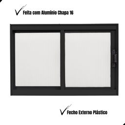 Janela de Correr 2 Folhas Ideal para Todos Os Ambientes A60l80 em Alumínio Preto e Policarbonato - 3