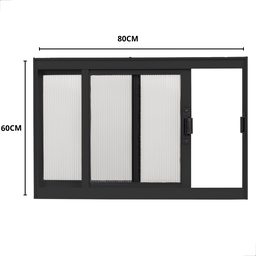 Janela de Correr 2 Folhas Ideal para Todos Os Ambientes A60l80 em Alumínio Preto e Policarbonato - 4