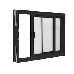 Janela de Correr 2 Folhas Ideal para Todos Os Ambientes A60l80 em Alumínio Preto e Policarbonato - 1