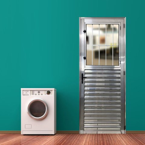 Porta Social Palheta de Alumínio 210 X 80cm Linha 25 Esquadrias Bergamo Abertura Direita