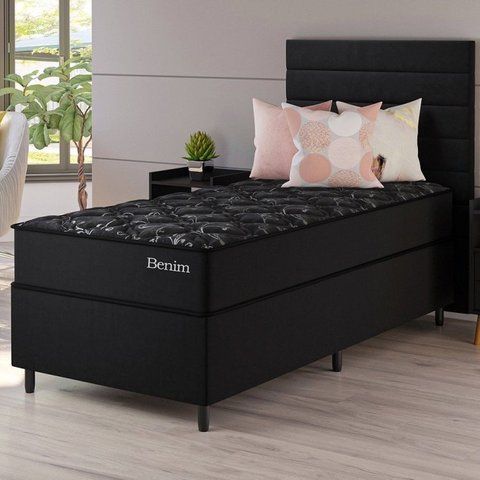 Cama Box Solteiro Benim com Molas Ensacadas 88CMX188CMX63CM Yescasa Preto