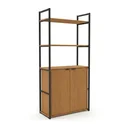Ver imagem 2 de Estante de Livros Industrial em Aço com 2 Portas e 2 Prateleiras 151x72cm Canela/Preto