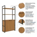 Ver imagem 4 de Estante de Livros Industrial em Aço com 2 Portas e 2 Prateleiras 151x72cm Canela/Preto