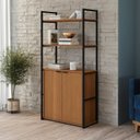 Ver imagem 1 de Estante Alta Livros 2 Portas Industrial MDP Aço Canela/Preto Kappesberg