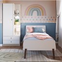 Ver imagem 1 de Quarto Infantil com Guarda Roupa 1 Porta e Cama Solteiro Lara Branco