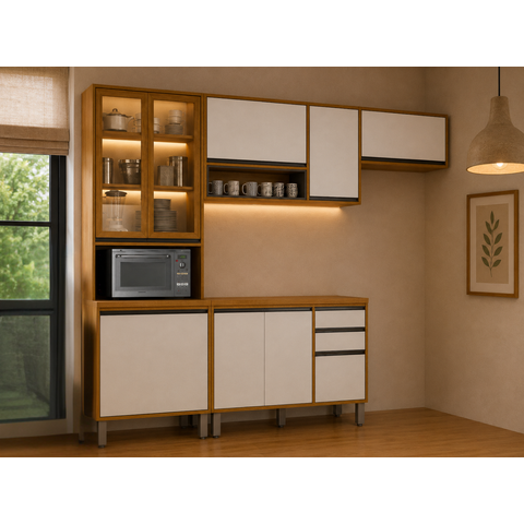 Cozinha Completa 4 Peças Dracena -Cinamomo/Off White- Cucina