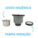 Ver imagem 4 de Válvula Higiênica Cozinha 3 1/2 Inox Cesto e Tampa Antiodor