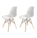 Ver imagem 1 de Kit 2 Cadeiras Eames Kit Branca Polipropileno Pés de Madeira Design Contemporâneo e Durável