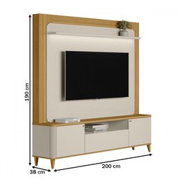 Estante para Tv até 70 Polegadas Munique 2 Portas com Led Tauari/off White Fosco - Linea Brasil - 4