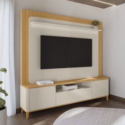 Estante para Tv até 70 Polegadas Munique 2 Portas com Led Tauari/off White Fosco - Linea Brasil - 1