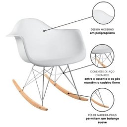 Cadeira de Balanço Eames com Braço Preta - 3