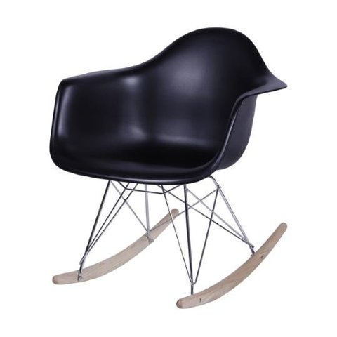 Cadeira de Balanço Eames com Braço Preta