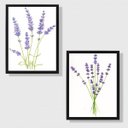 Ver imagem 1 de Kit 2 Quadros Decorativos Ramos Lavanda 45x34cm - com vidro:Madeira preta