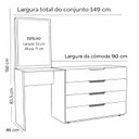 Ver imagem 2 de Conjunto Cômoda Penteadeira Espelho 4 Gavetas 150cm Madrid Politorno Móveis