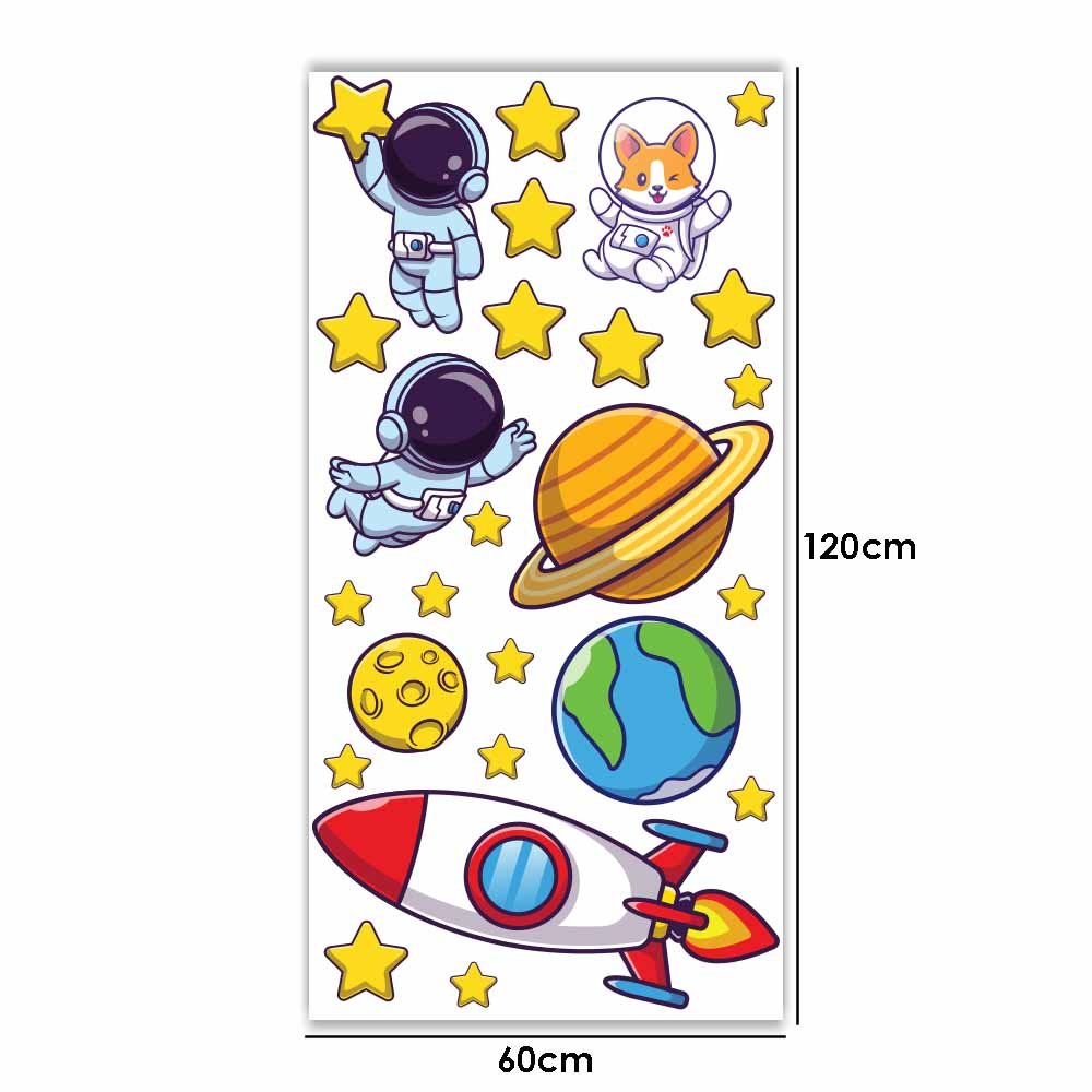 Adesivo De Parede Decorativo Astronauta Foguete Estrelas  - 4