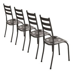 Conjunto Kit 4 Cadeiras Metal Aço Cozinha Jantar Almofadada - 1