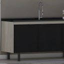 Ver imagem 2 de Gabinete Cozinha 100% MDF 2 Portas e 3 Gavetas Armário 174cm: Madeirado/Preto