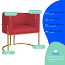 Ver imagem 4 de Poltrona Dália Luxo Moderna Estofada Design Sofisticado com Base de Ferro Dourado Suede