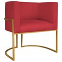 Ver imagem 5 de Poltrona Dália Luxo Moderna Estofada Design Sofisticado com Base de Ferro Dourado Suede
