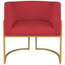 Ver imagem 2 de Poltrona Dália Luxo Moderna Estofada Design Sofisticado com Base de Ferro Dourado Suede