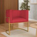 Ver imagem 1 de Poltrona Dália Luxo Moderna Estofada Design Sofisticado com Base de Ferro Dourado Suede