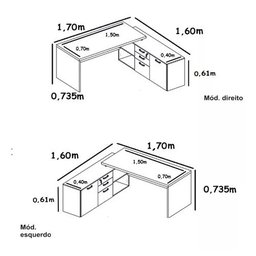 Mesa Escritório Diretor Web40 1,70X1,60 c/ Armário 3gv 1pt Ameixa/Preto - 2