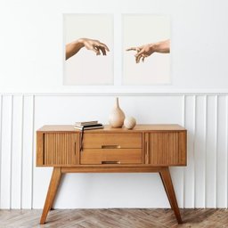 Kit 2 Quadros Mão Criação Adão 33x24cm:moldura Branca - 1