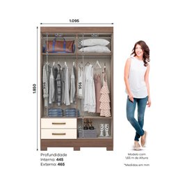 Guarda Roupa 4 Portas 2 Gavetas com Pés Castanho Hp/off White - Briz - 4