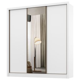 Guarda Roupa Casal com Espelho 3 Portas de Correr Champ Belmax:branco - 3