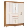 Guarda Roupa Casal 8 Portas com Pés e Espelho Munique Amêndola Touch Off White 82060EL Demóbile - 1
