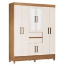 Ver imagem 1 de Guarda Roupa Casal 8 Portas com Pés e Espelho Munique Amêndola Touch Off White 82060EL Demóbile